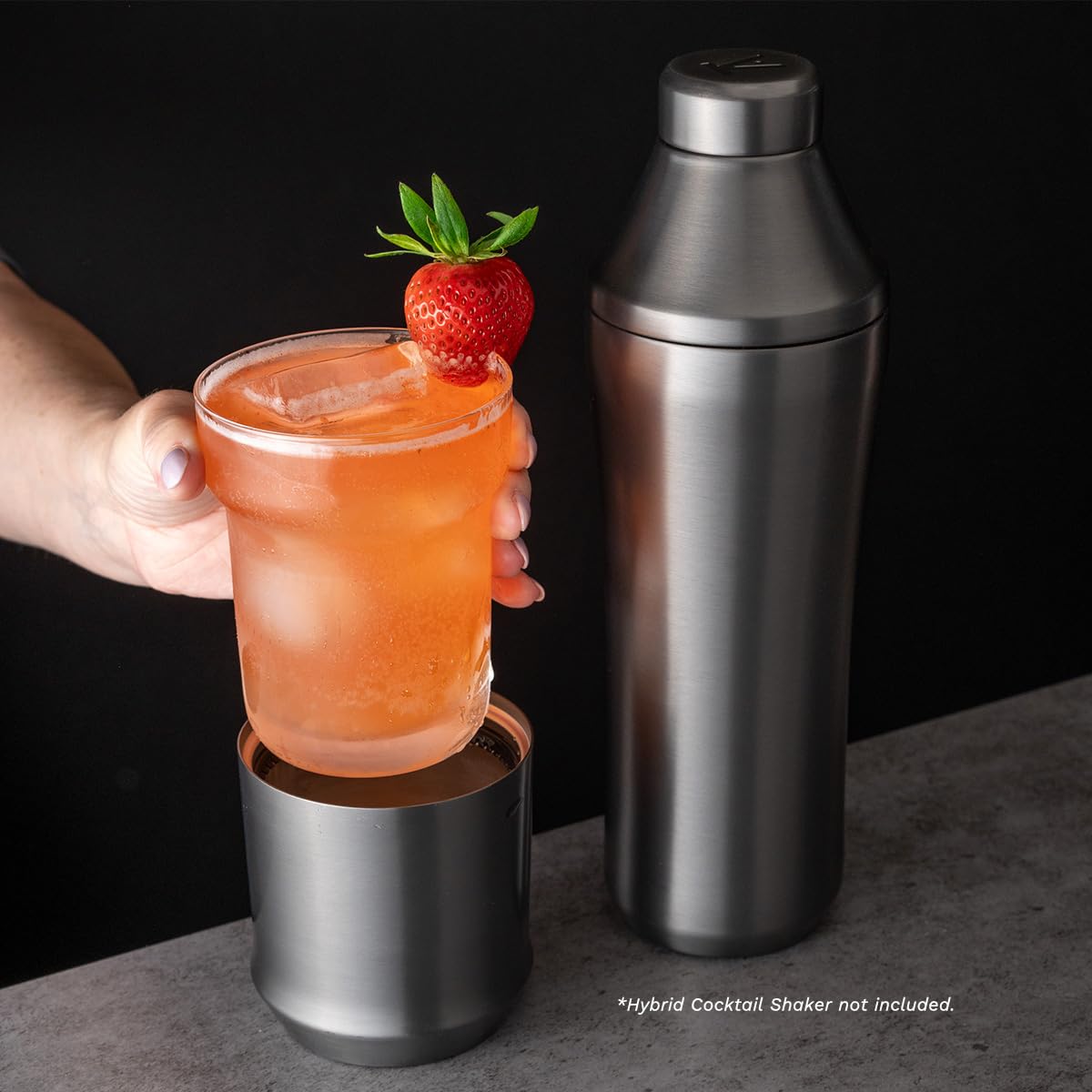 Elevated Craft Hybrid Cocktail Glass gunmetal black finish suitable for gifting.