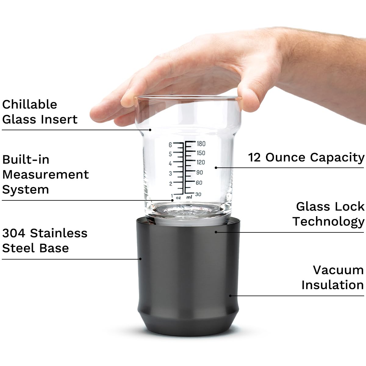 Elevated Craft Hybrid Cocktail Glass side view showing ergonomic silhouette for steady sipping.
