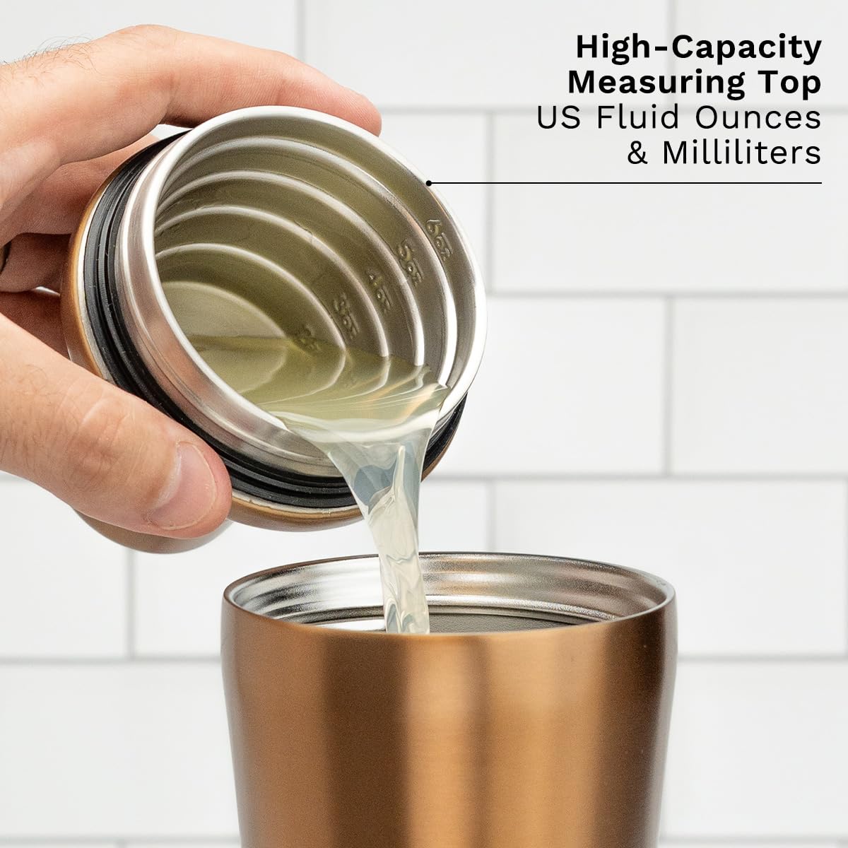Elevated Craft ergonomic design enables easy grip on stainless steel body.