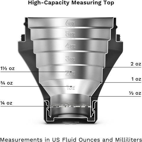 Built-in strainer enables smooth, clean pours.