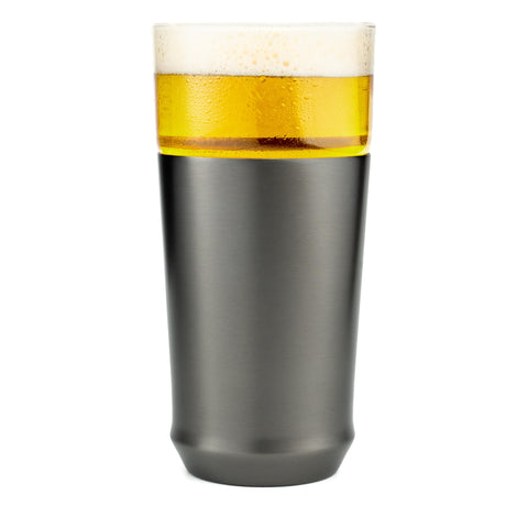 Elevated Craft hybrid insulated base keeps beer cold with glass insert.