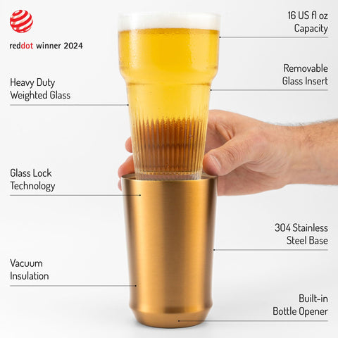 Elevated Craft removable pint glass insert for easy cleaning and versatile use.
