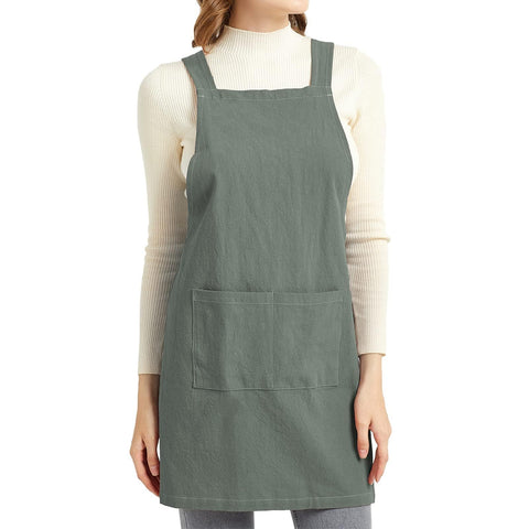 ELEZAY cross-back apron green front view with pockets for quick tool access