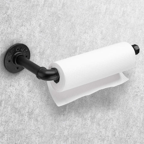 Elibbren black finish iron paper holder, rust-resistant and durable.