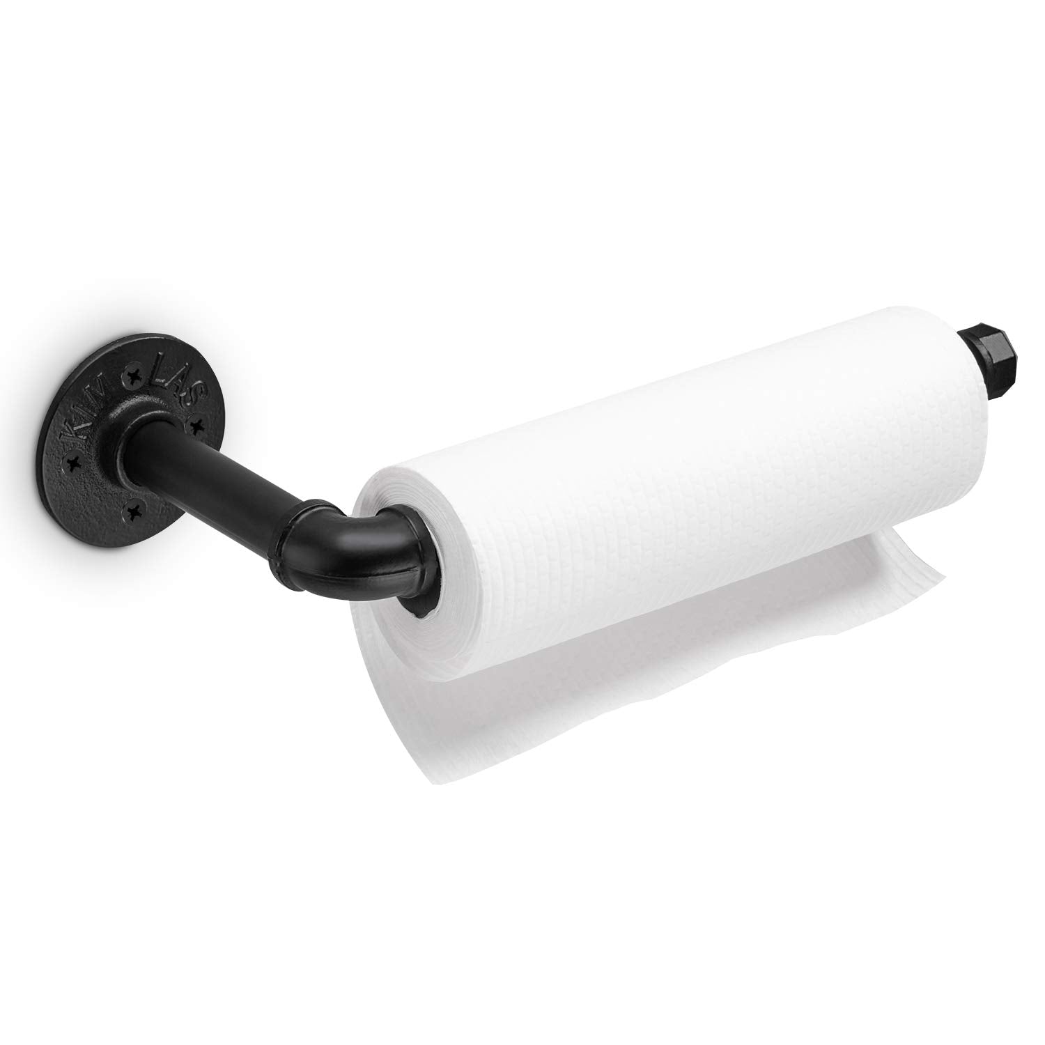 Elibbren industrial pipe paper towel holder in kitchen, sturdy wall-mounted convenience.