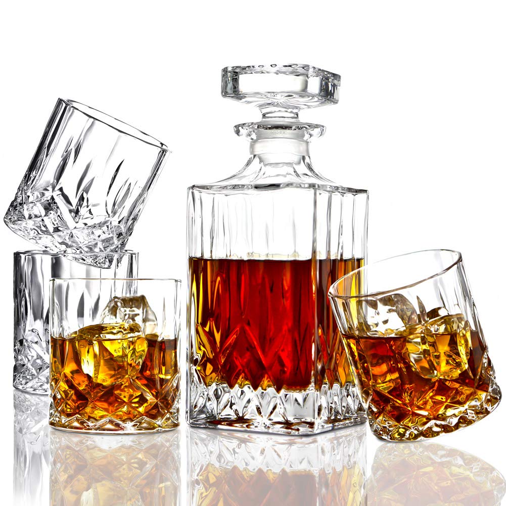 ELIDOMC crystal decanter with 35 oz capacity for elegant entertaining.