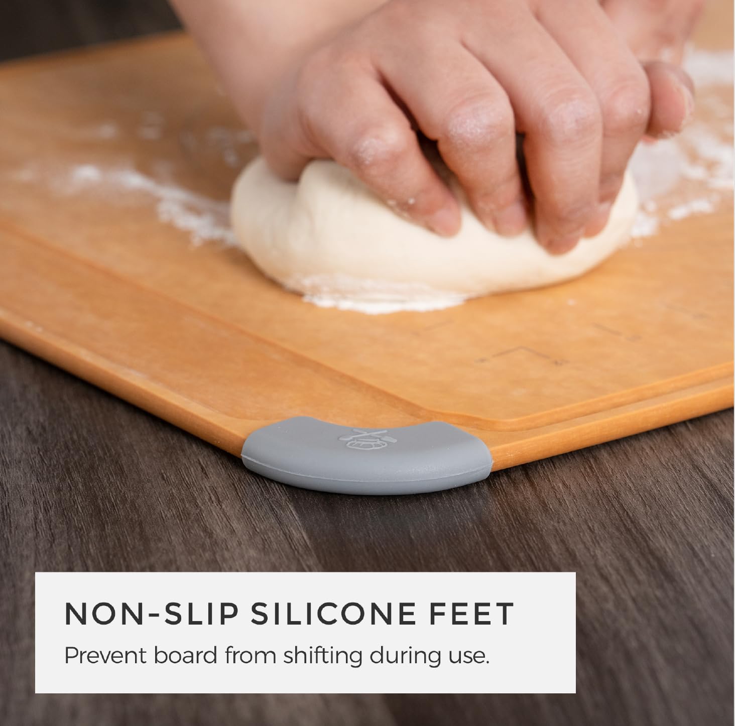 Elihome juice groove design captures liquids and crumbs for easy cleanup
