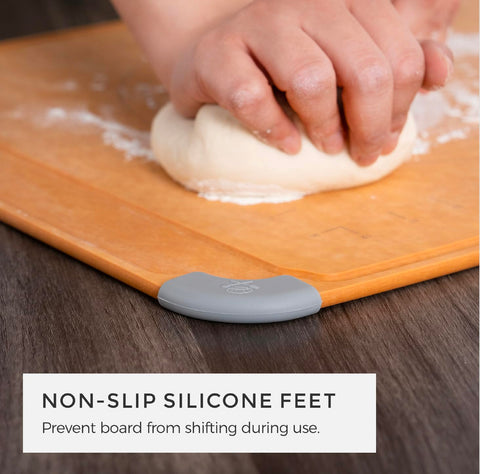 Elihome juice groove design captures liquids and crumbs for easy cleanup