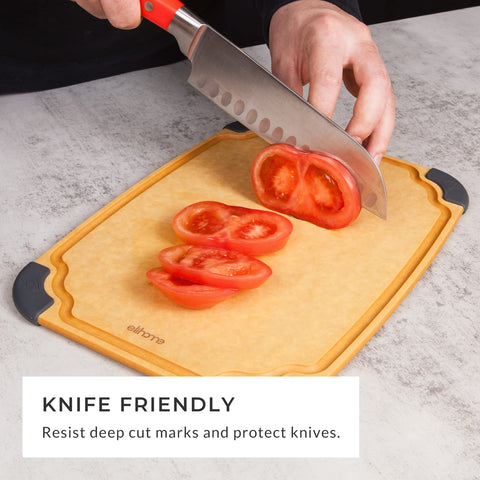Elihome cutting board surface is knife-friendly and easy to clean