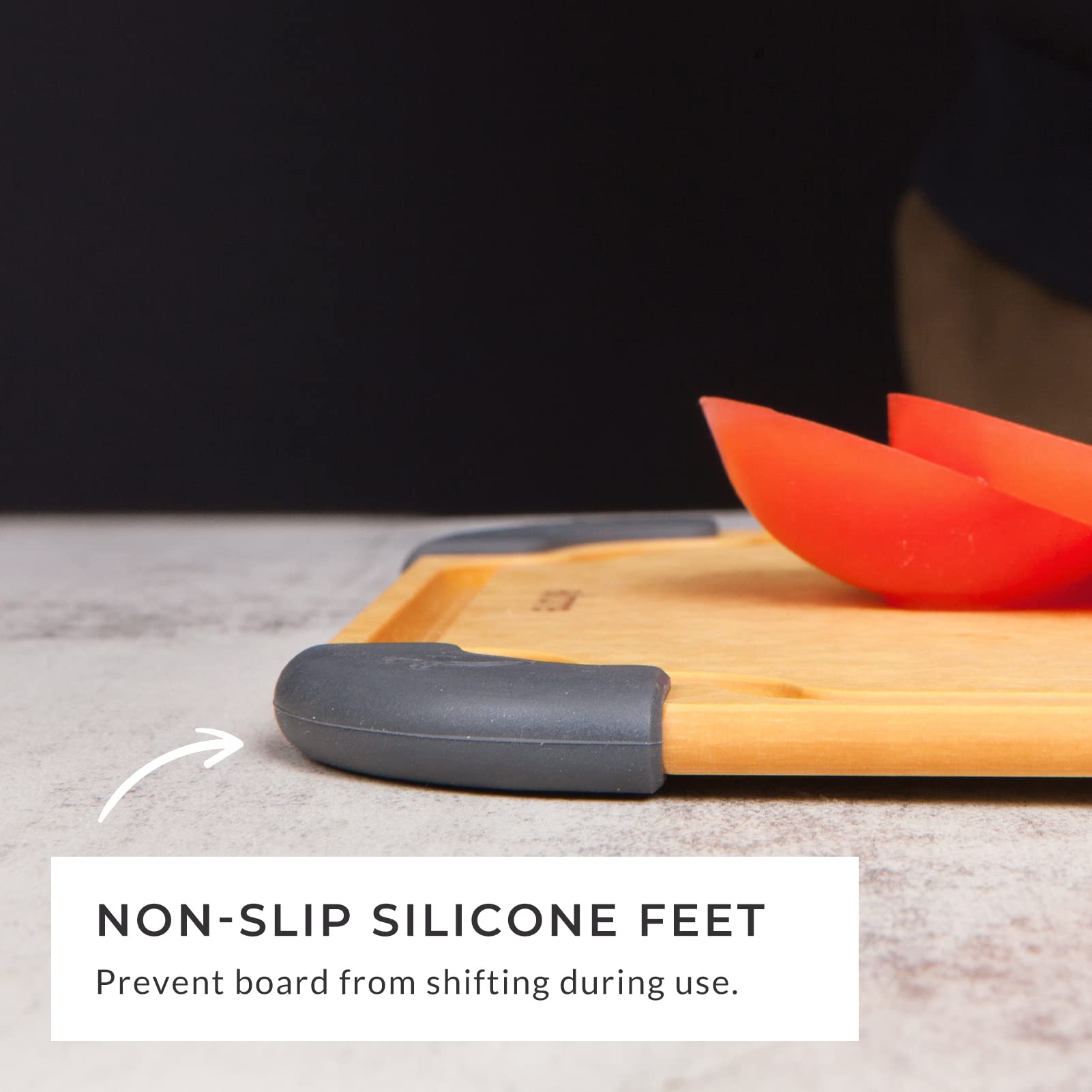 Elihome Essential 4-in-1 cutting board with reversible surfaces for versatile prep.