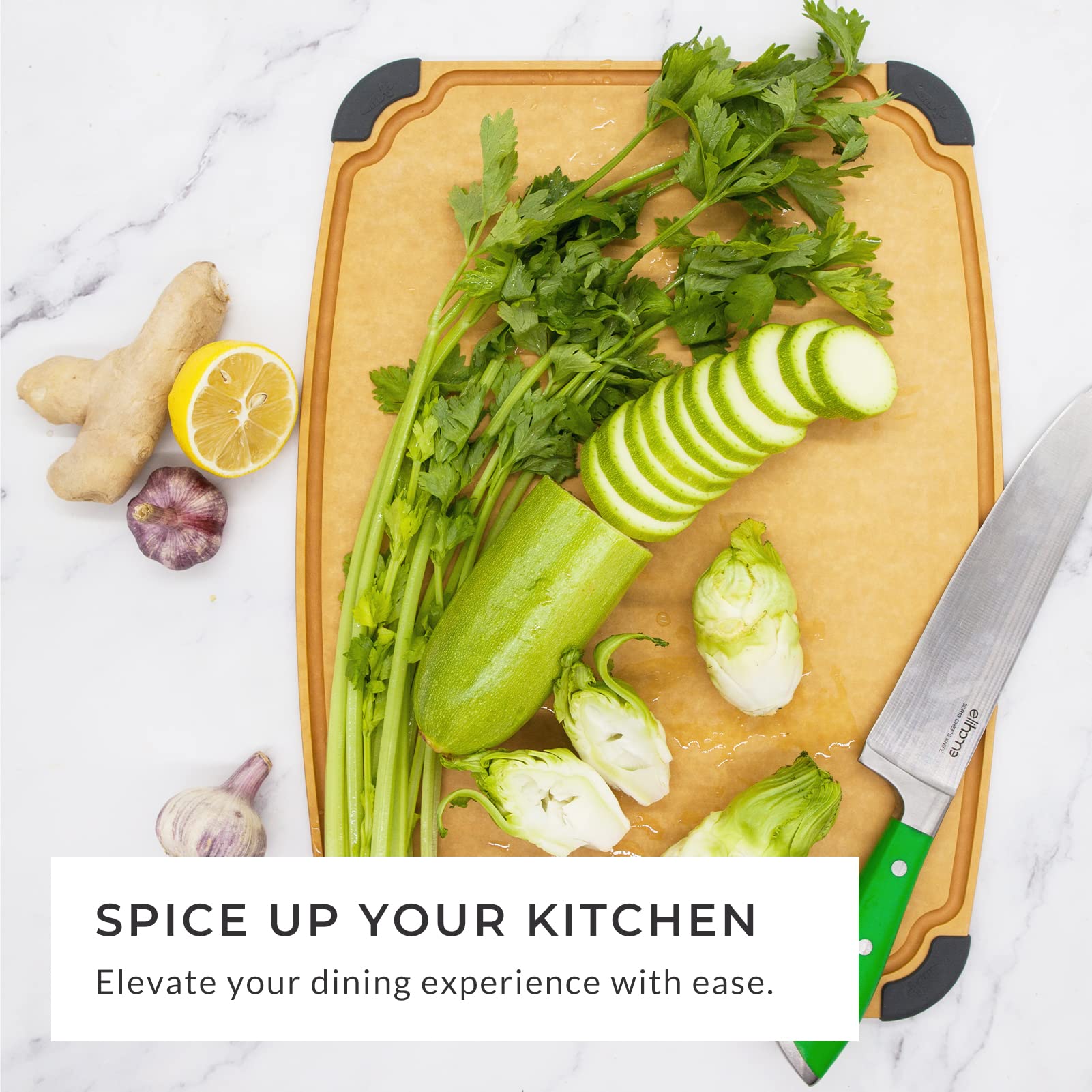 Elihome cutting board withstands heat up to 350°F