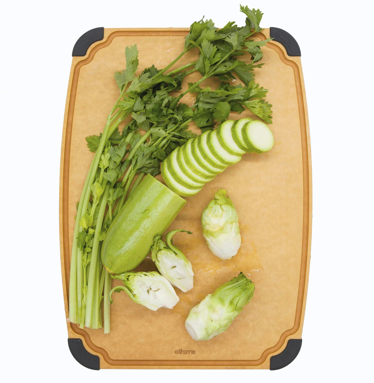 Elihome Essential Series cutting board with juice groove catches liquids and protects countertops