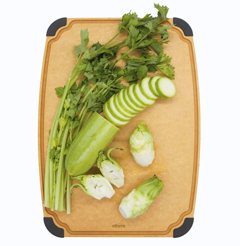 Elihome Essential Series cutting board with juice groove catches liquids and protects countertops