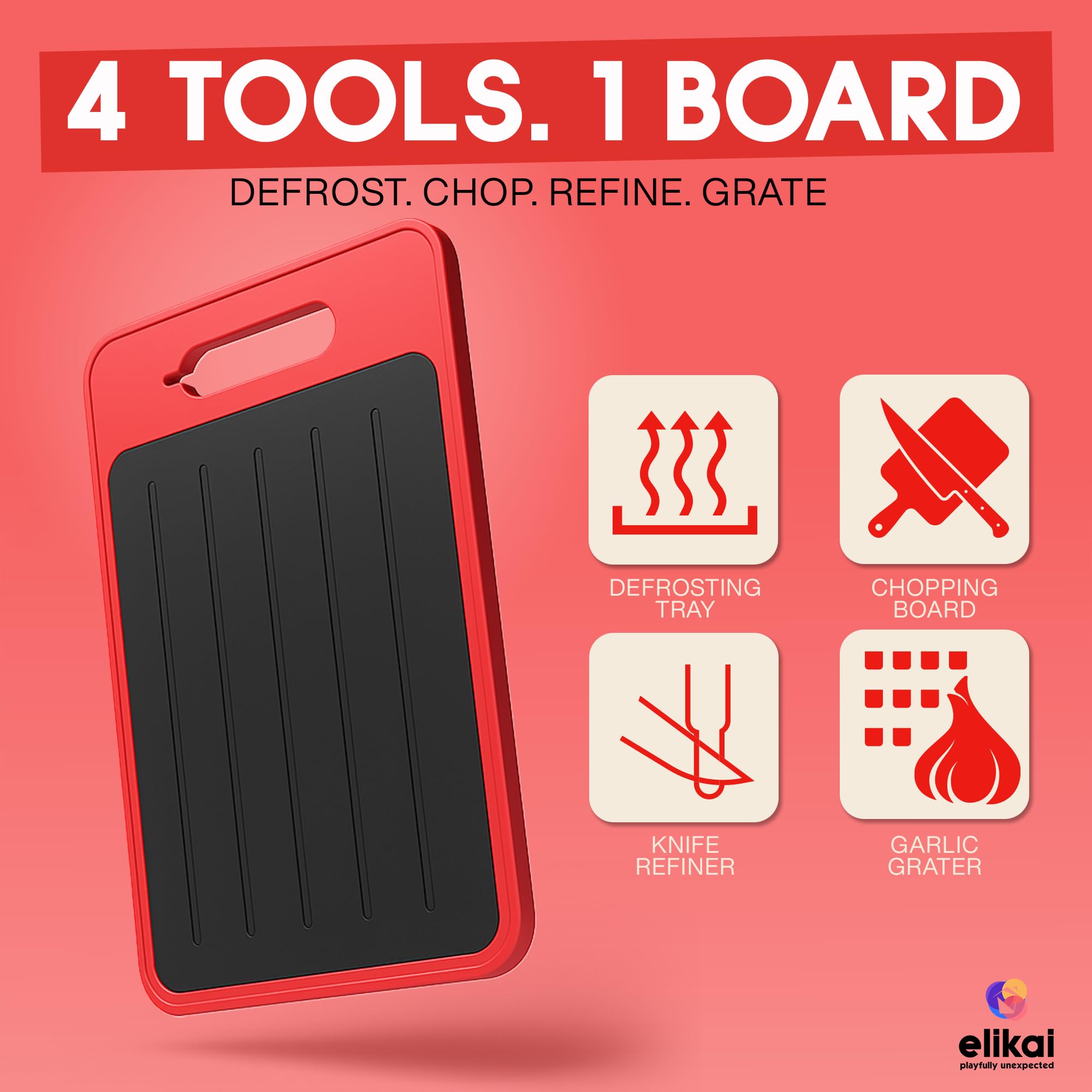 ELIKAI defrosting tray cutting board doubles as prep surface