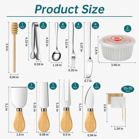 ELIMTEC cheese knife set with ergonomic handles for comfortable slicing.
