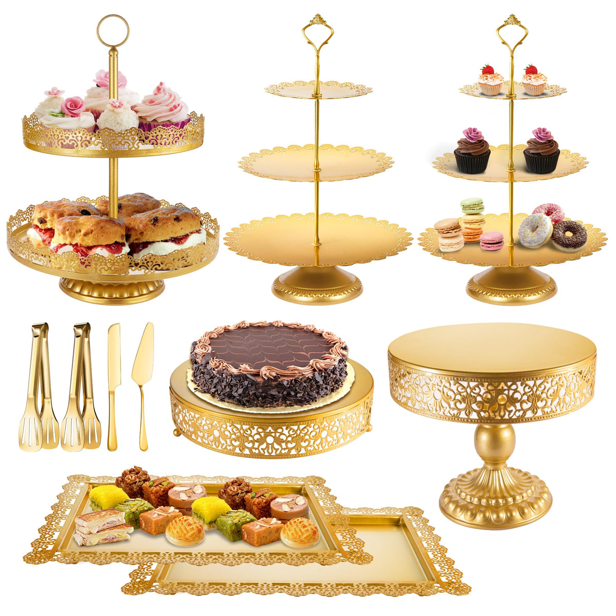 ELIMTEC gold 2x3-tier cake stand for elegant dessert display