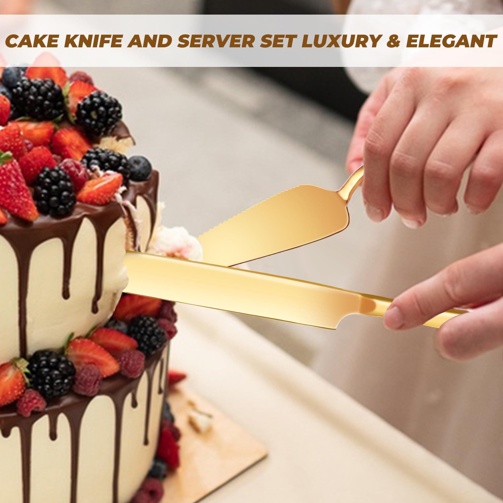 ELIMTEC cake knife and server set for clean cuts