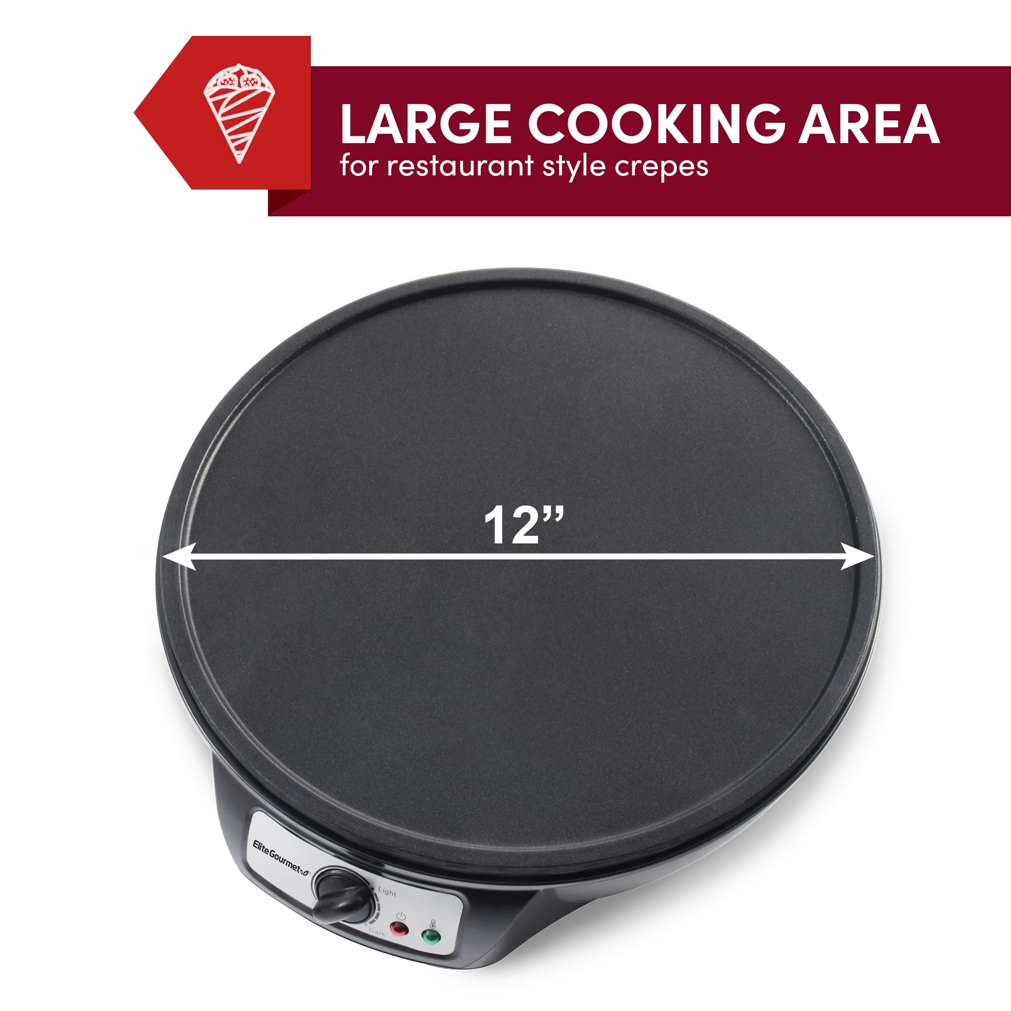 Ready light and stable feet on Elite Gourmet ECP-126 ensure safe operation.