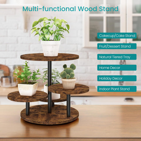 ELITEROO rustic brown wood dessert stand brings warm farmhouse vibes to tables.