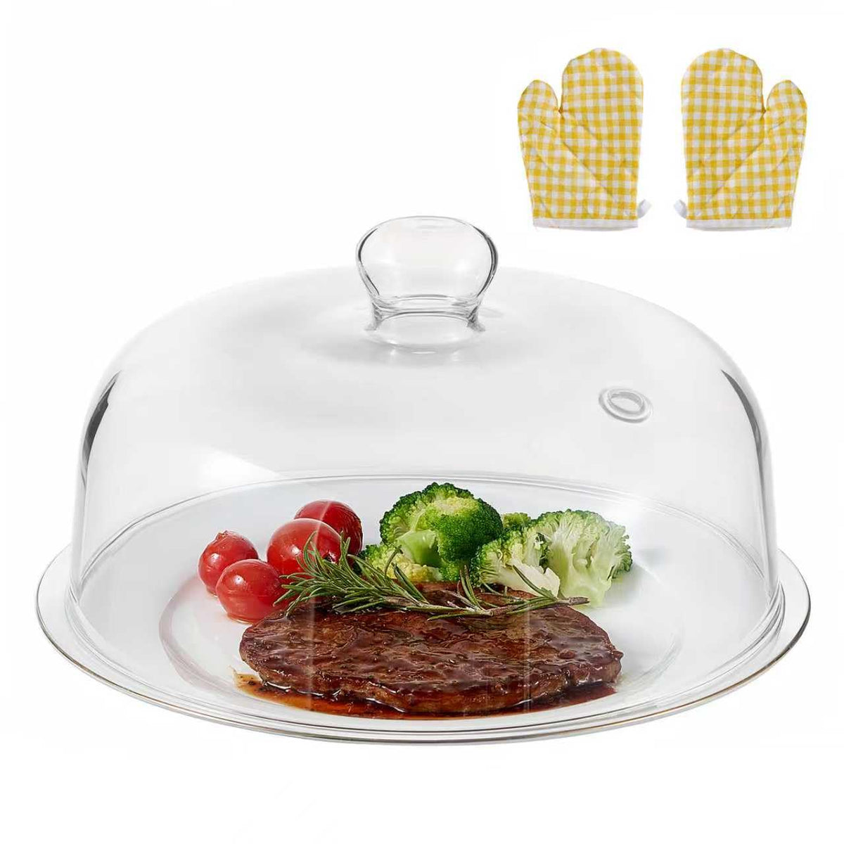 EliteVibe 10 inch glass microwave cover dome for safe, even heating