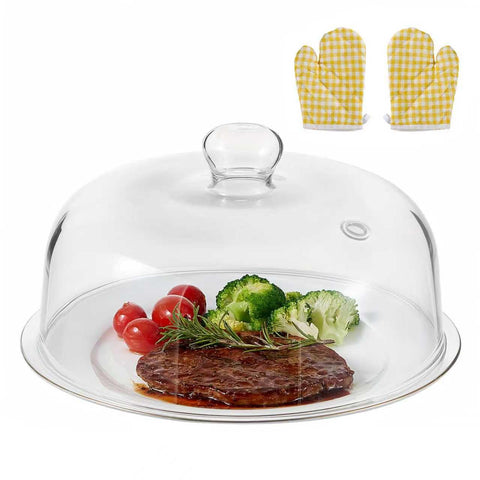 EliteVibe 10 inch glass microwave cover dome for safe, even heating