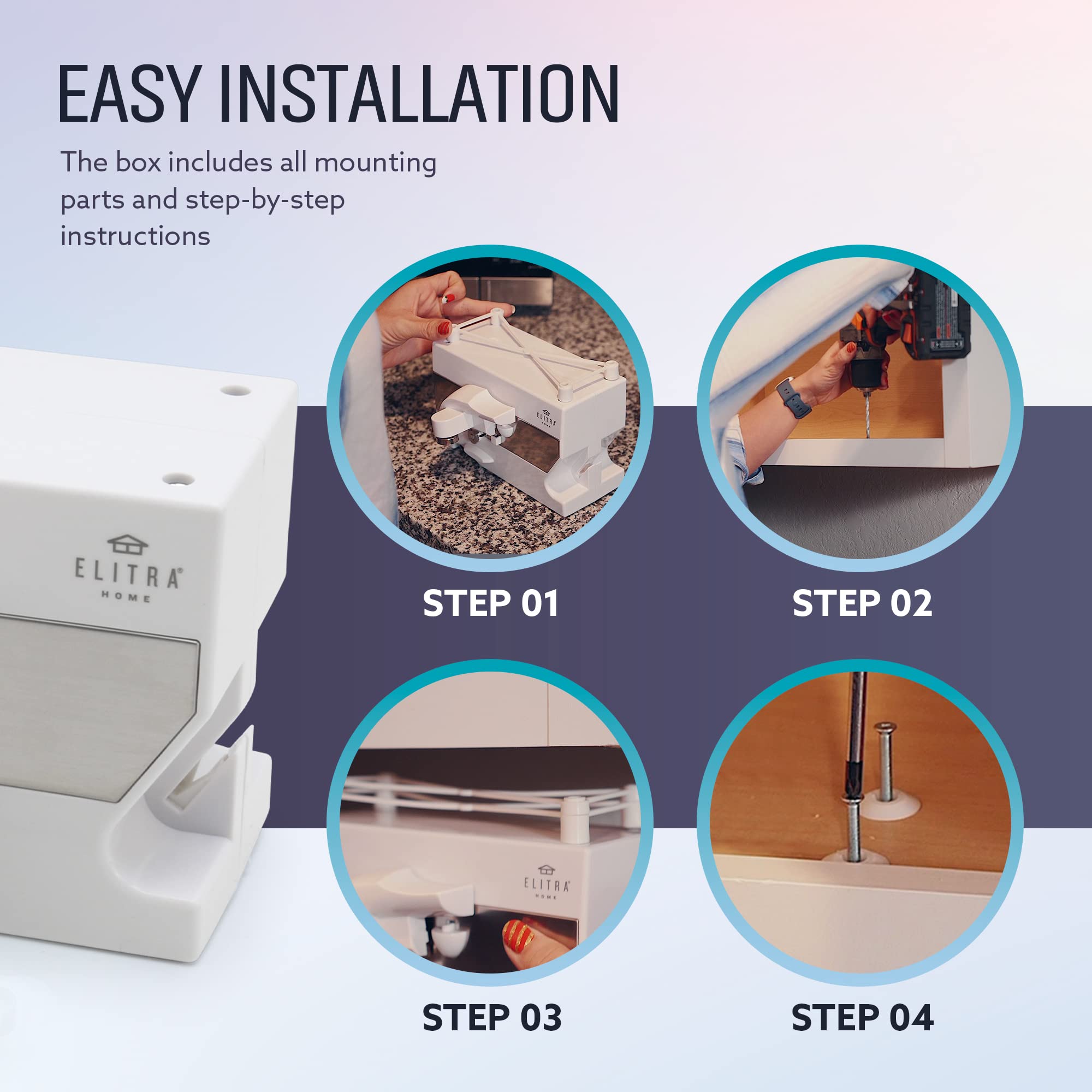 Elitra Home integrated blade sharpener keeps knives sharp without countertop clutter.