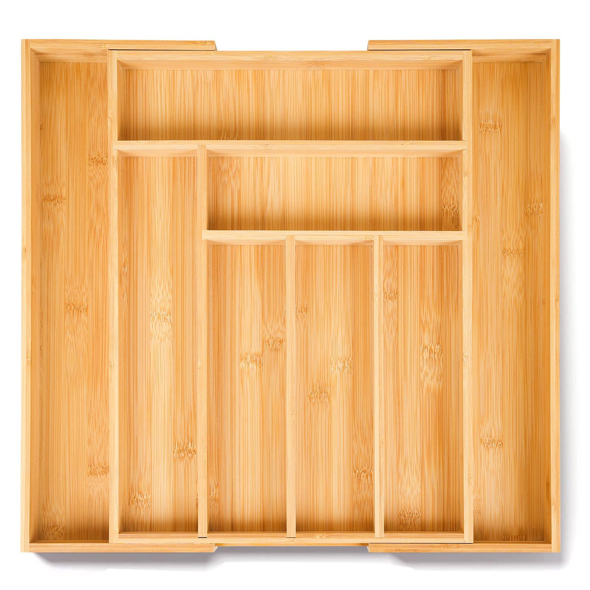 ELIVARA bamboo expandable drawer organizer extended length for larger drawers.