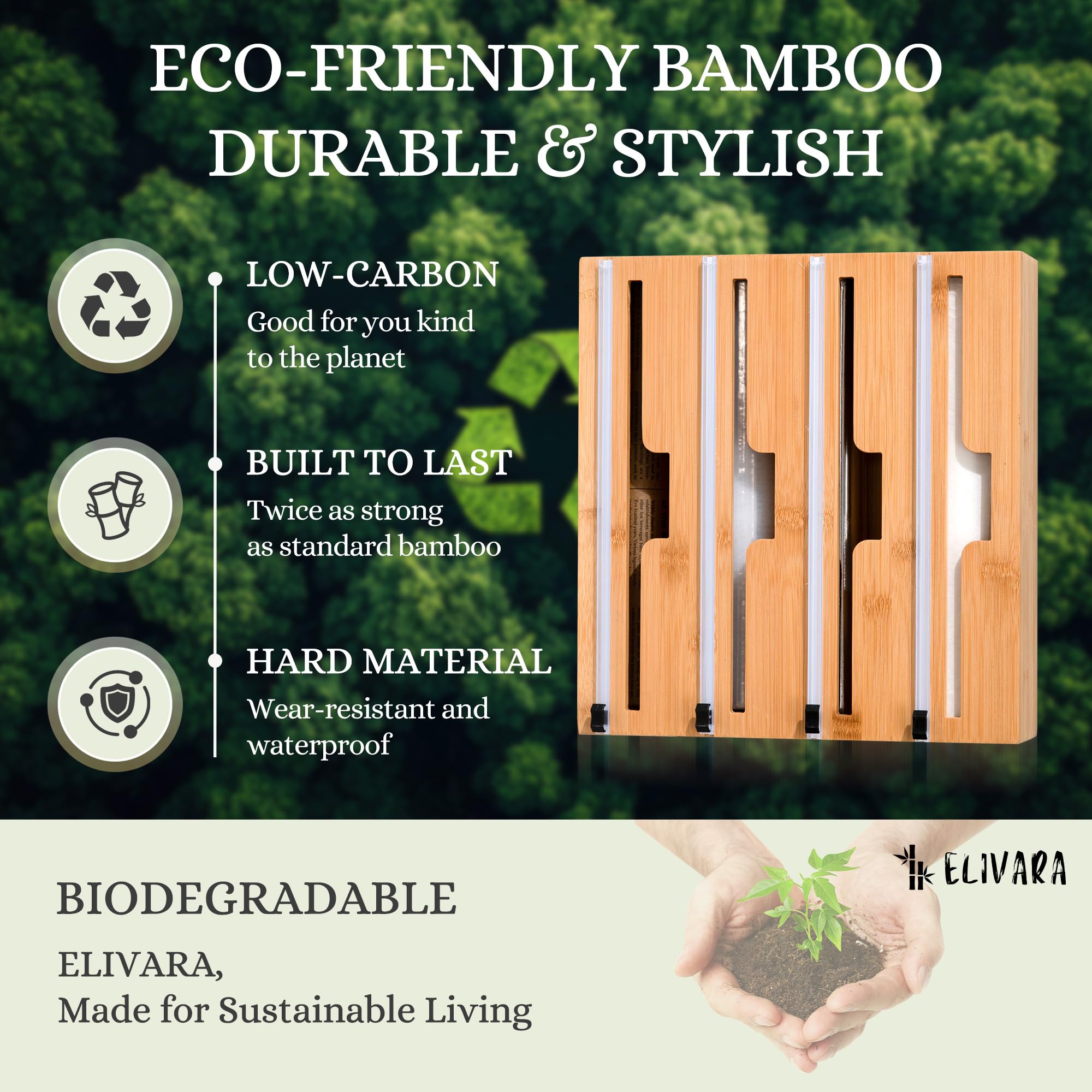 ELIVARA universal compatibility suits most standard wrap rolls for everyday kitchen use.