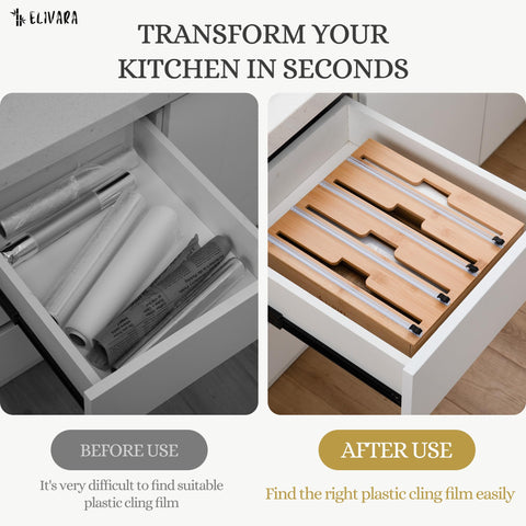 ELIVARA premium bamboo material with warm finish adds natural elegance to kitchens.