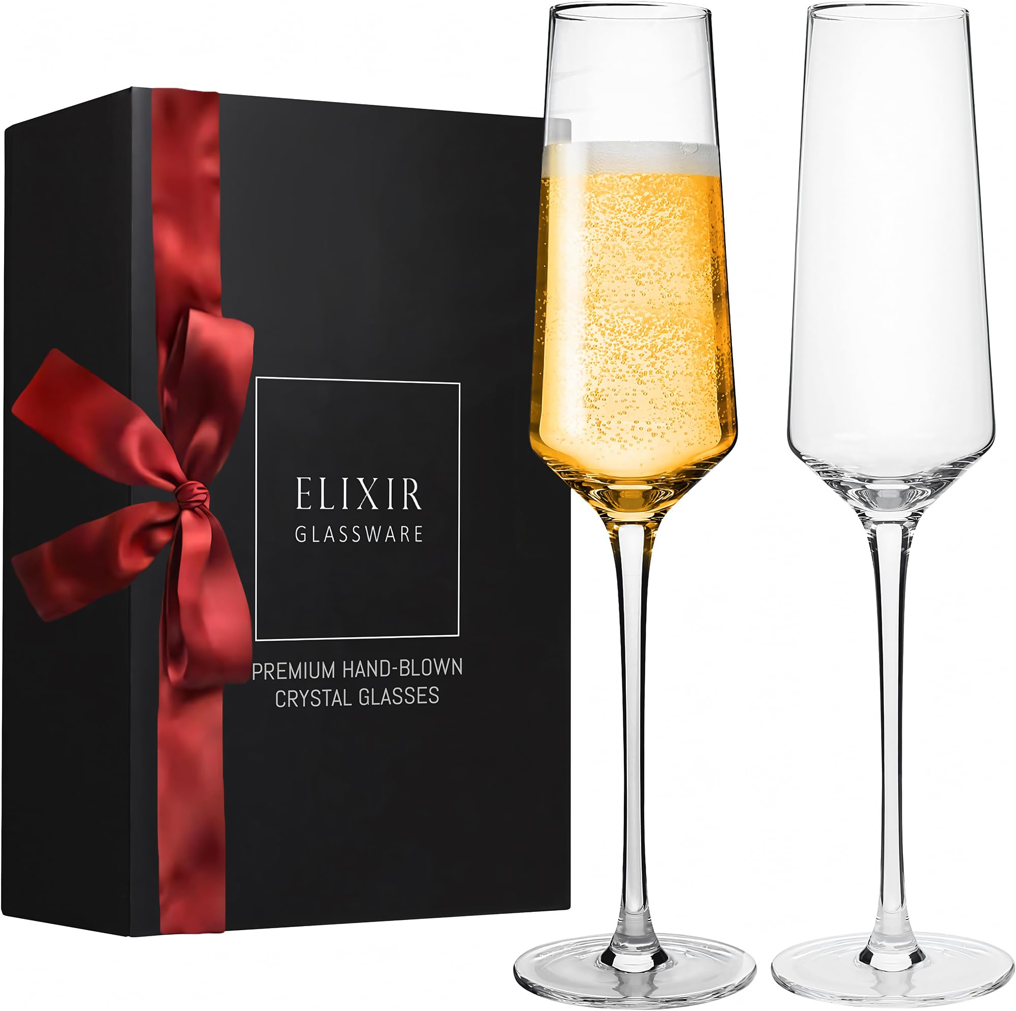 ELIXIR GLASSWARE classy champagne flutes 8oz, ideal for elegant toasts