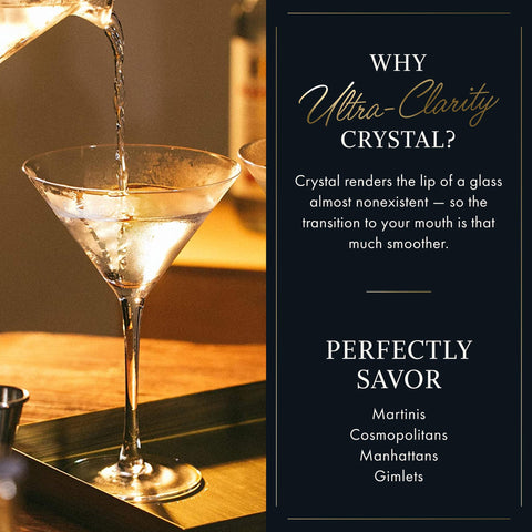 Elixir Glassware crystal-clear body showcases color and garnish