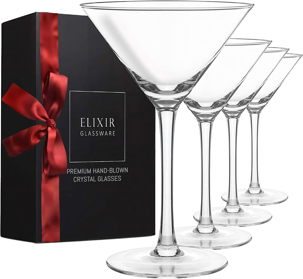 Elixir Glassware martini glasses set in crystal clarity for elegant entertaining