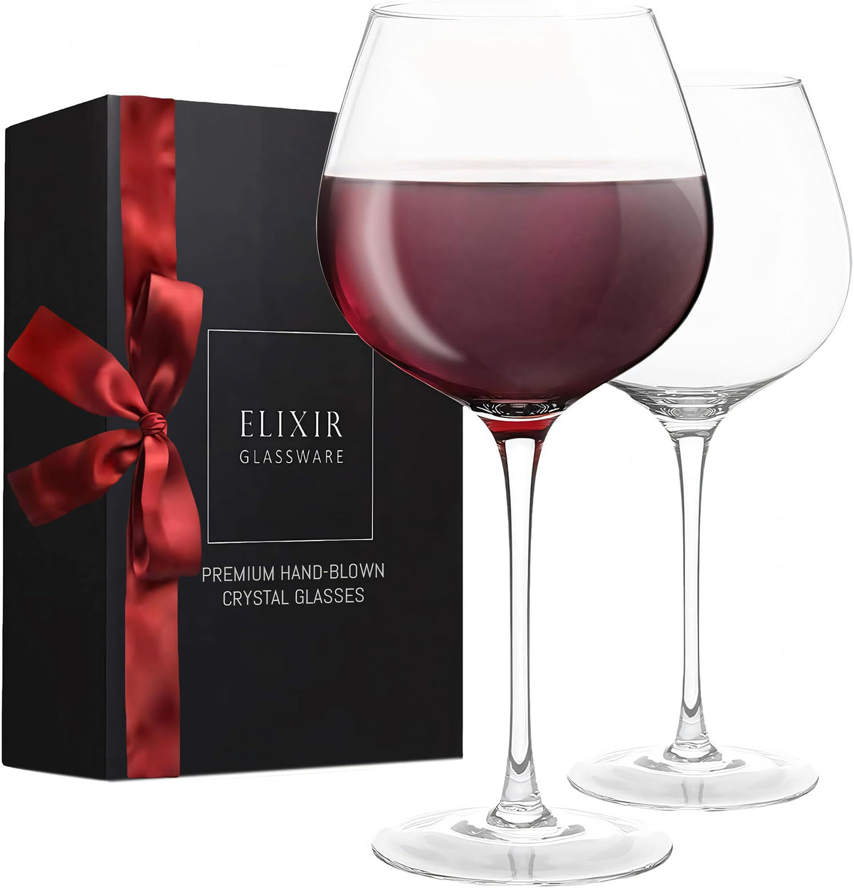 ELIXIR GLASSWARE red wine glass elliptical 22oz enhances aroma and color.