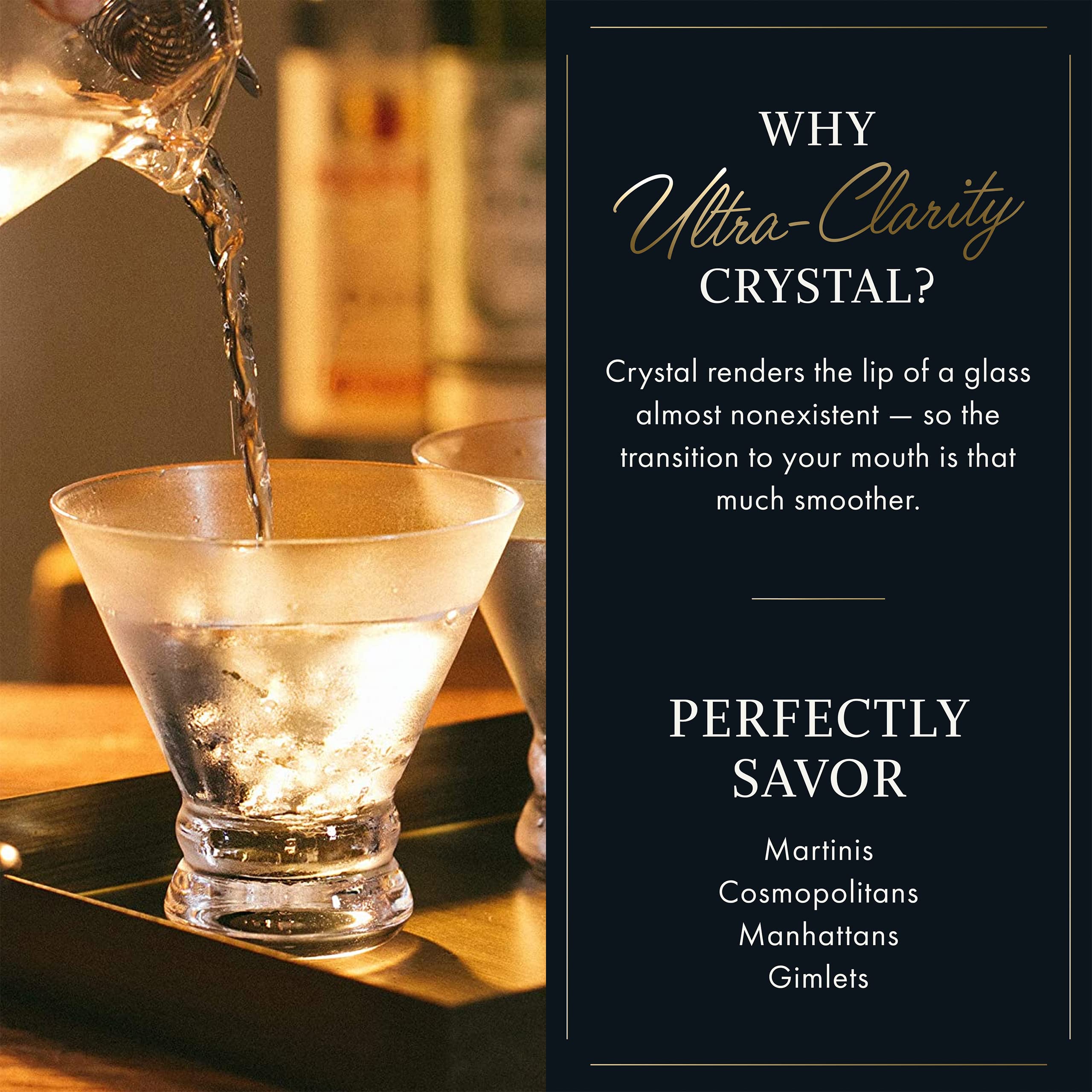 ELIXIR GLASSWARE sturdy stemless design offers lasting use through lively evenings.