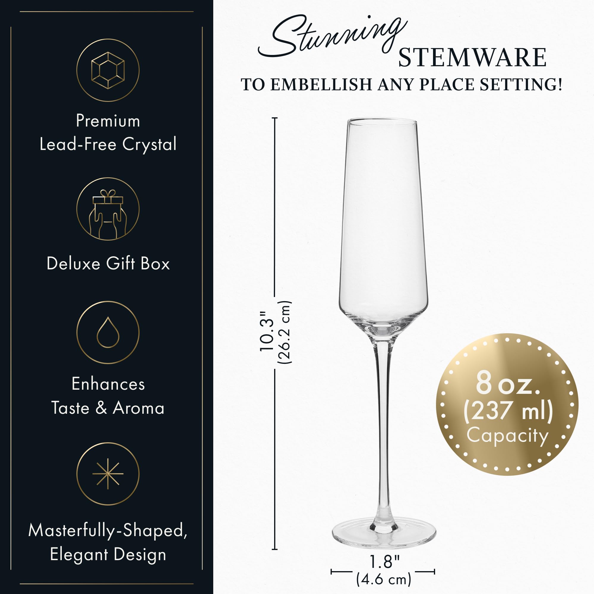 ELIXIR GLASSWARE wedding champagne flutes in crystal clarity