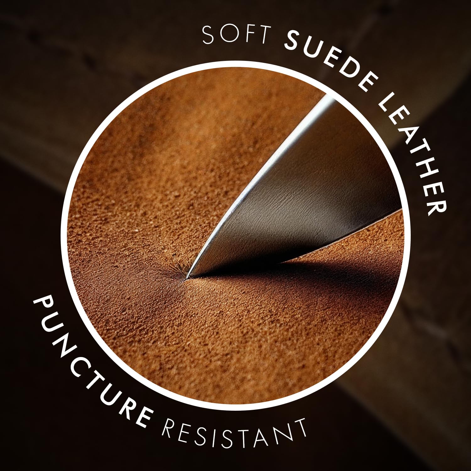 ELIZO full-grain leather interior with soft suede protects blades during transport.