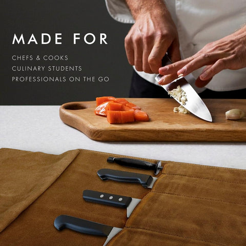 ELIZO puncture-resistant leather with suede flap keeps knives safe on the move.