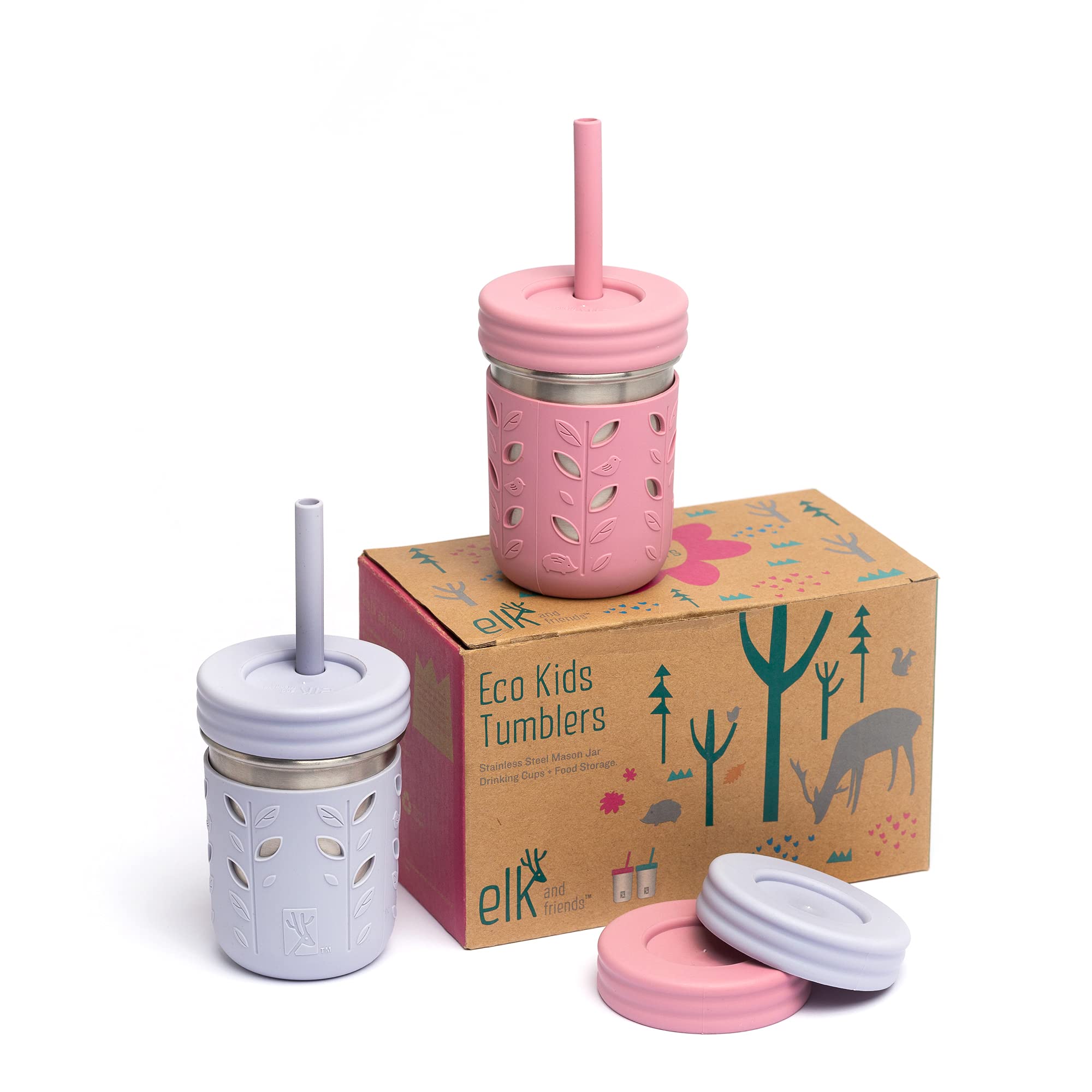 Elk and Friends 10oz kid cup with sleeve for durable, kid-friendly sipping.