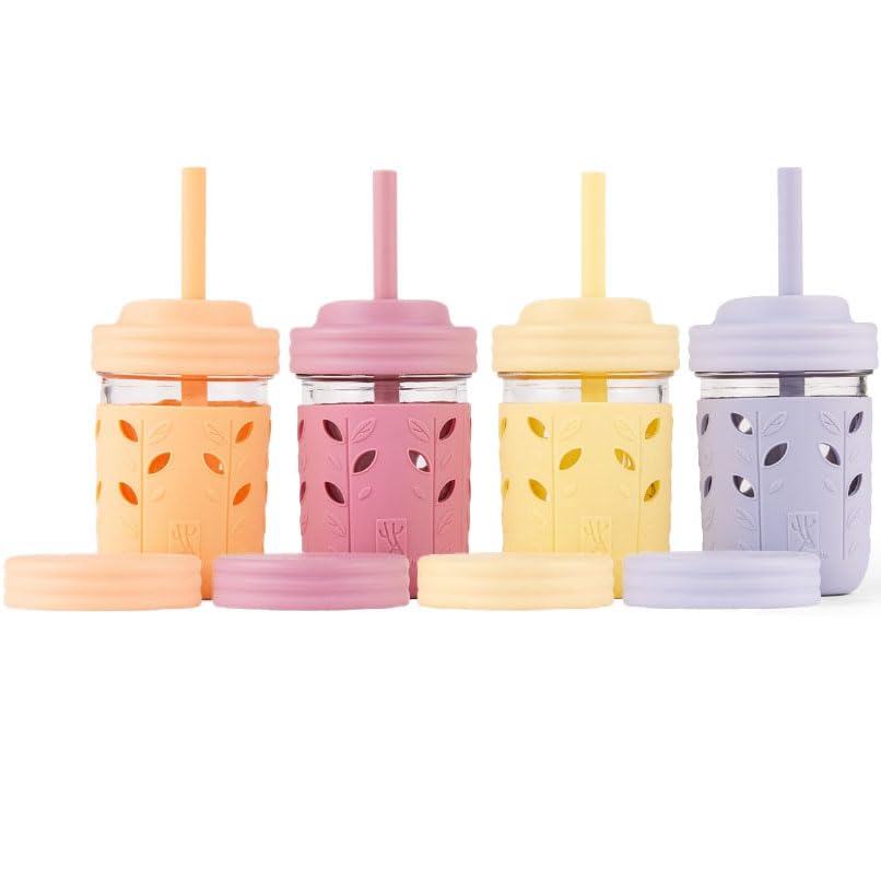 Elk and Friends 8oz mason jar with sleeve for kids, kid-friendly grip for smoothies