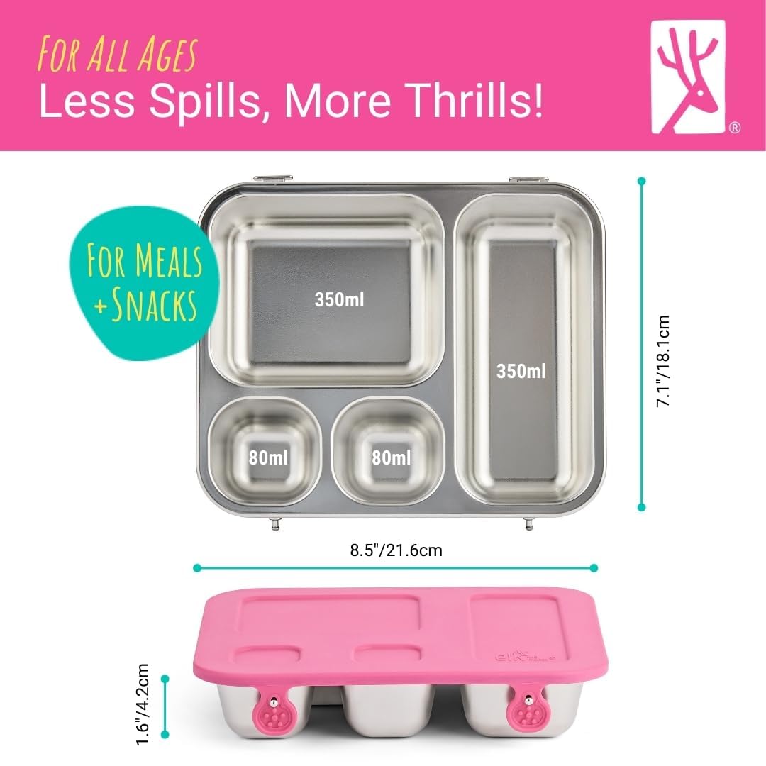 Elk and Friends bento box dishwasher-safe parts simplify cleanup after meals.