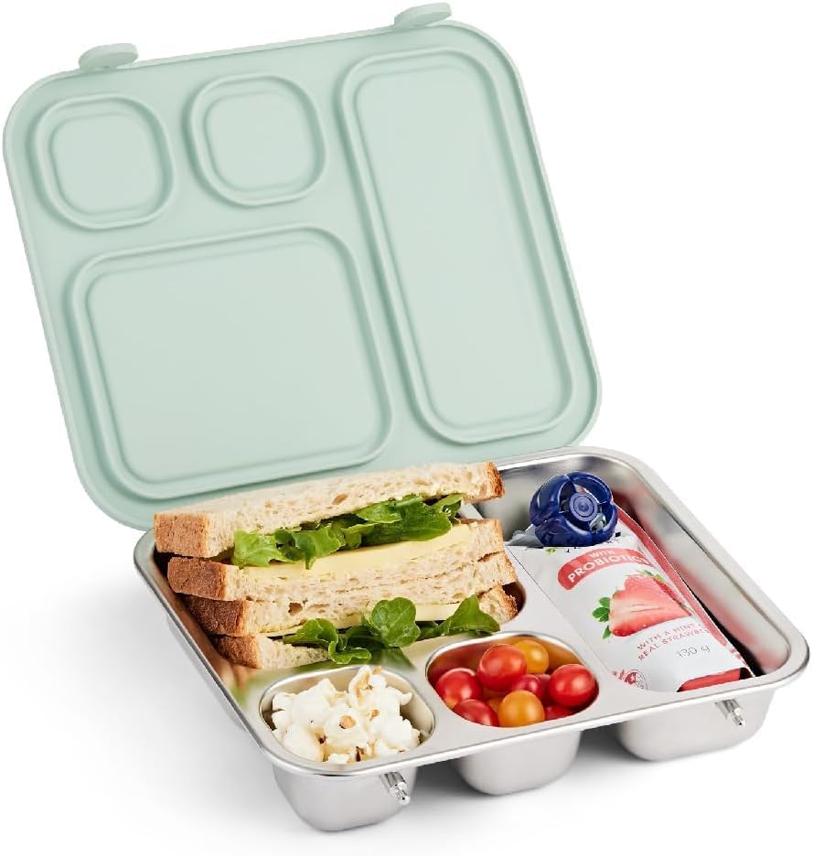 Elk and Friends bento box silicone lid keeps meals fresh and mess-free at lunchtime.
