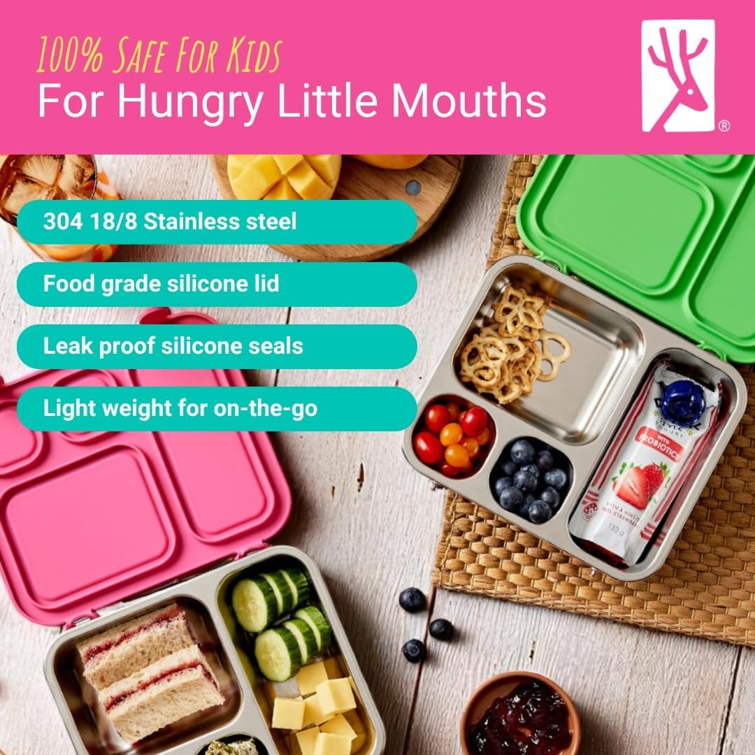 Elk and Friends bento box soft-grip latches make opening easy for little hands.
