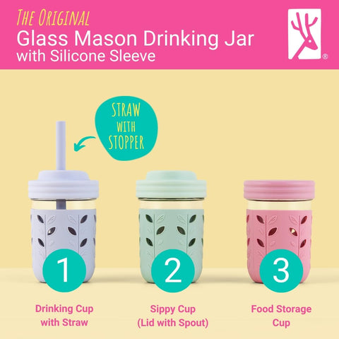 Elk and Friends glass cup sleeve protects against bumps during adventures.