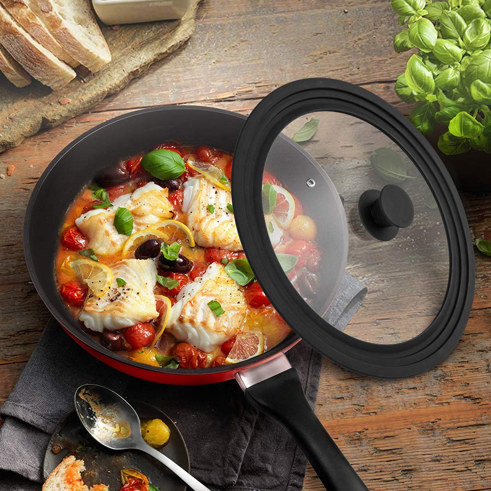 ELKKNOVE universal lid fits 10.5, 11, and 12 inch pots.