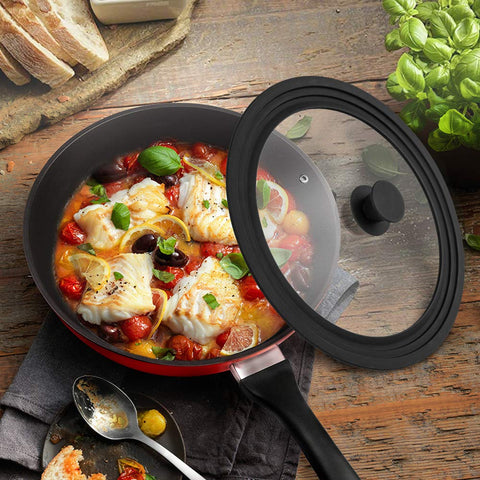 ELKKNOVE universal lid fits 10.5, 11, and 12 inch pots.
