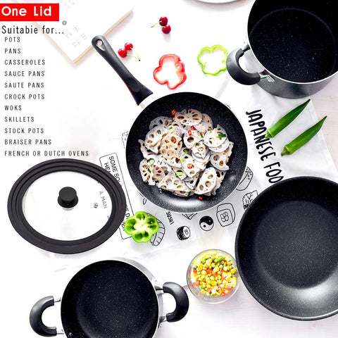 ELKKNOVE universal lid helps organize kitchen by replacing multiple lids.