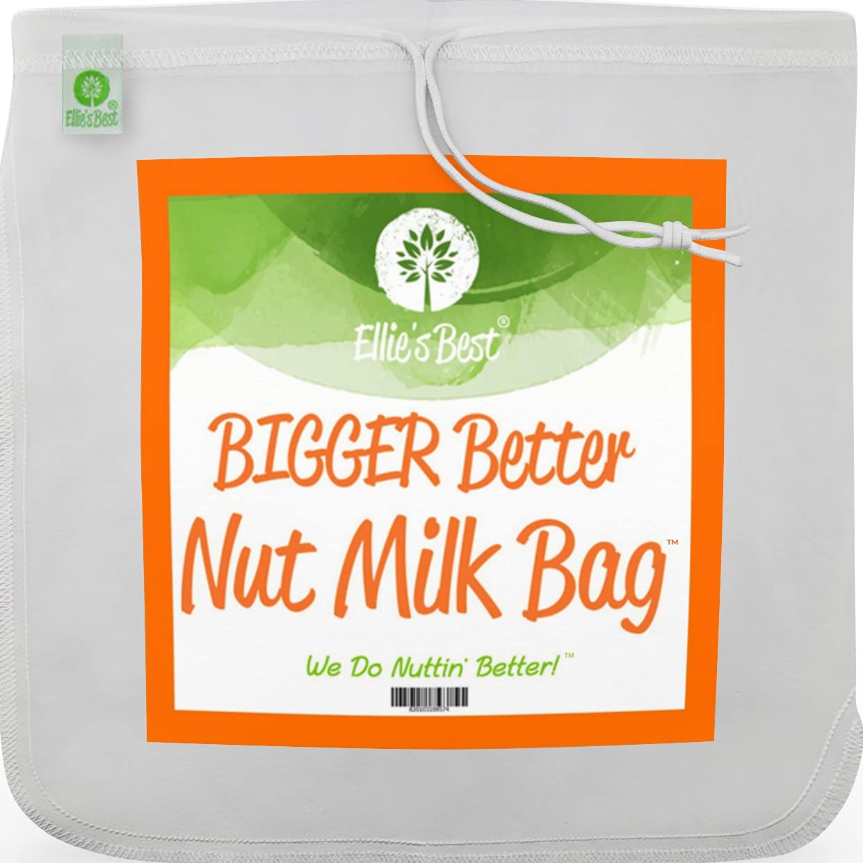 Ellie's Best Pro Quality Nut Milk Bag with wide opening for smooth milks