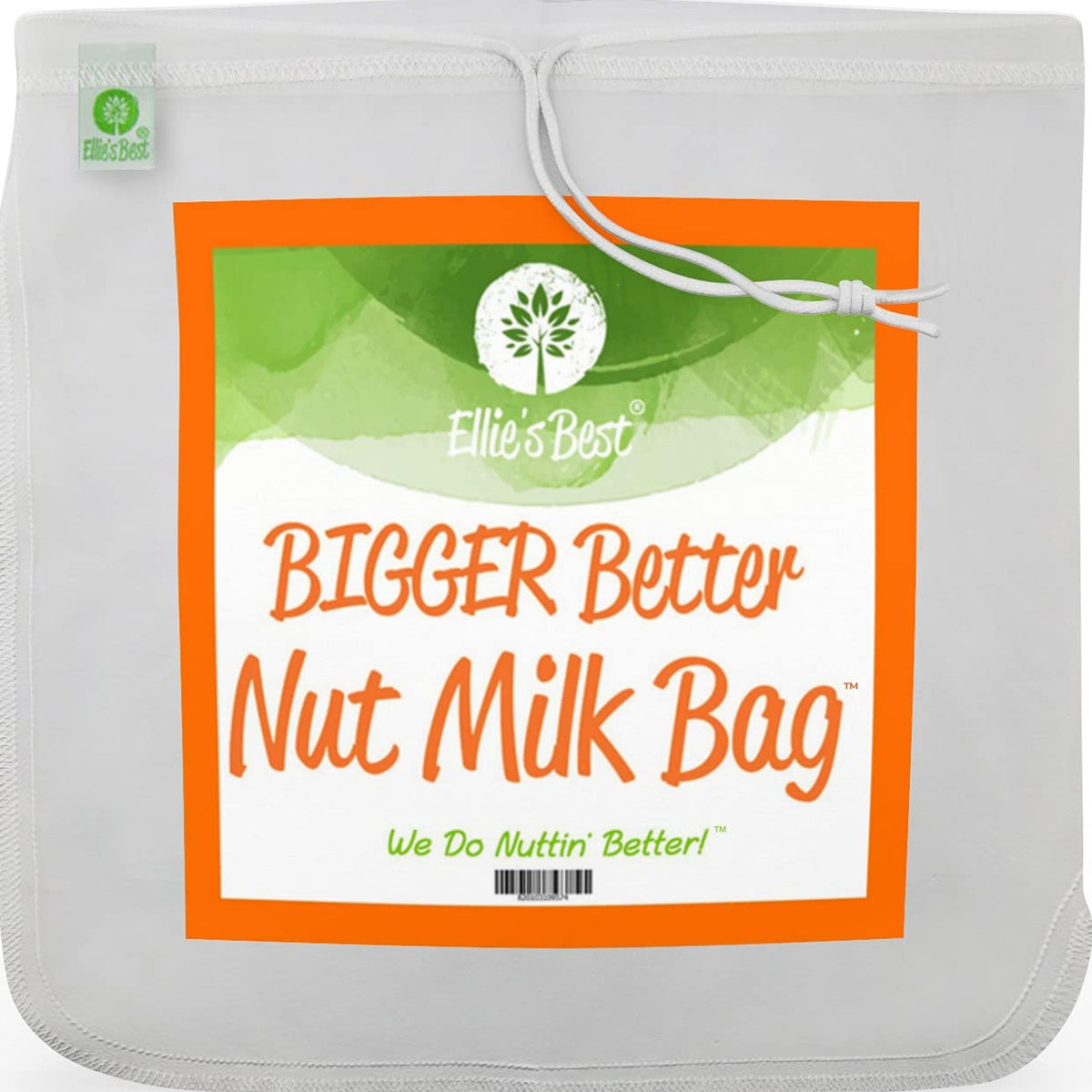 Ellie's Best Pro Quality Nut Milk Bag with wide opening for smooth milks