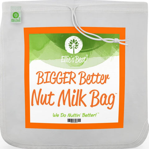Ellie's Best Pro Quality Nut Milk Bag with wide opening for smooth milks