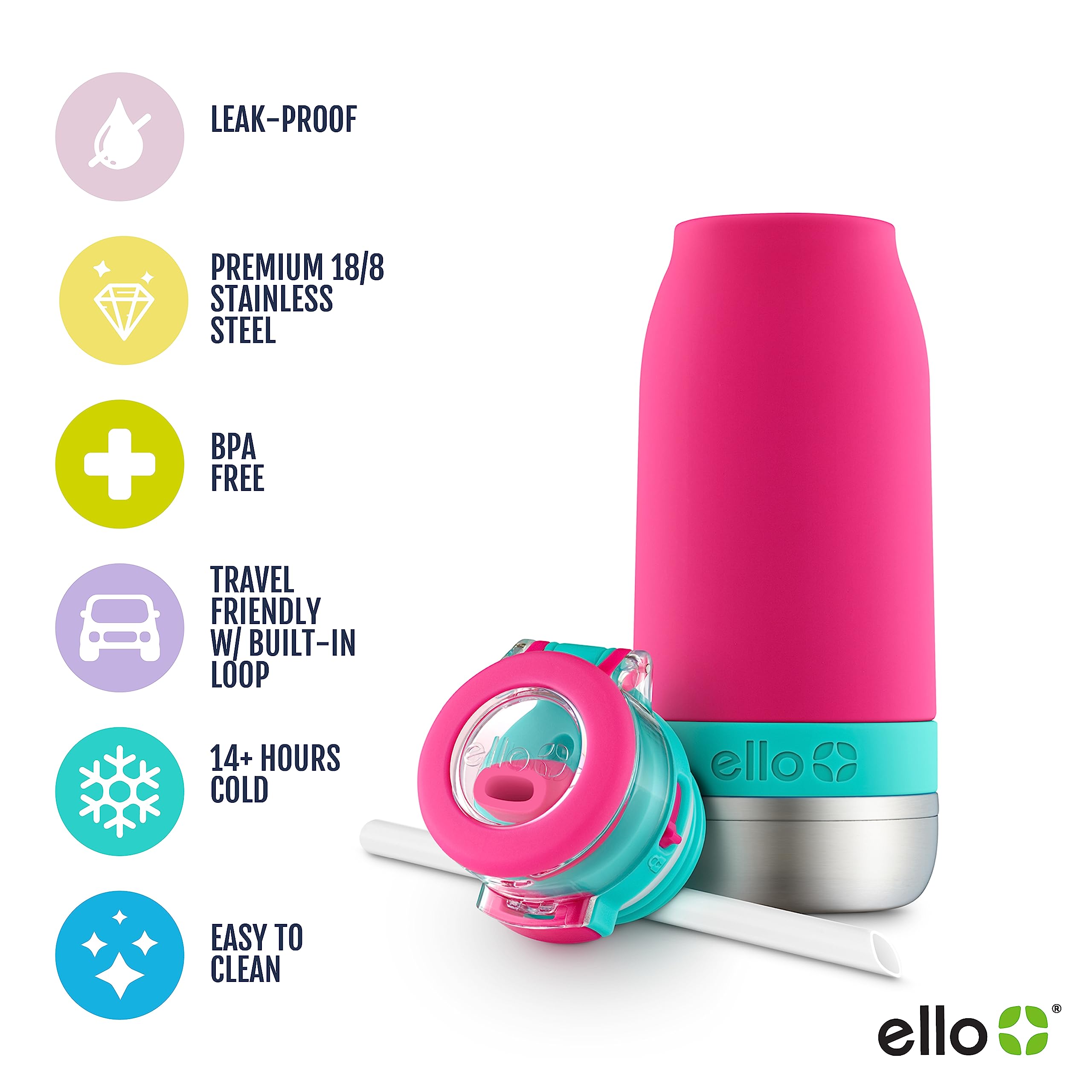 Ello Emma bottle built-in carry loop for hands-free transport